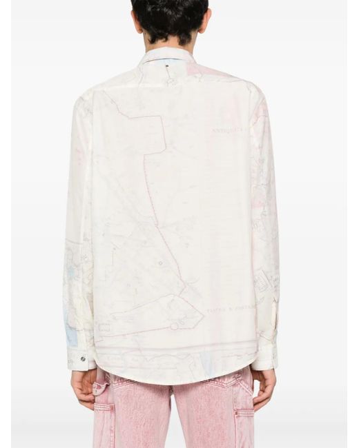 OAMC White Map-Print Shirt for men