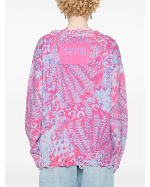 Versace Pink Abstract-print Cotton Jumper