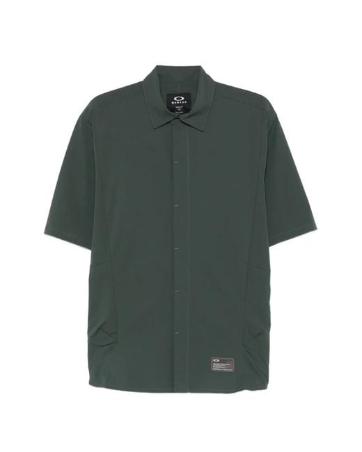 Oakley Green Short-Sleeve Logo-Patch Shirt for men