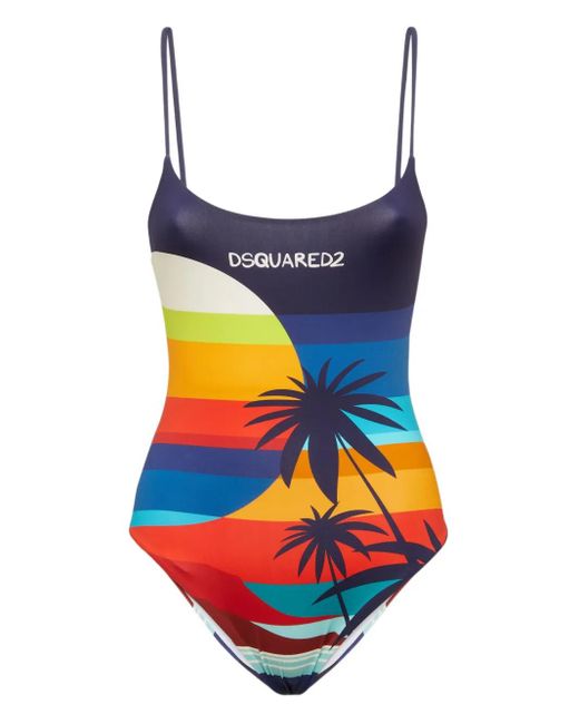 Body Con Stampa Grafica di DSquared² in Blue