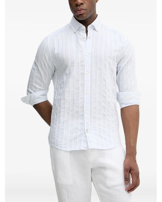 Joop! White Heli Striped Button-Down Shirt for men