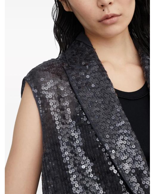 Brunello Cucinelli Black Sequinned Silk Waistcoat