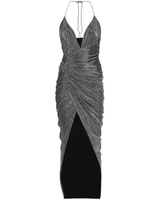 Alexandre Vauthier Gray Halterneck Lurex Maxi Dress