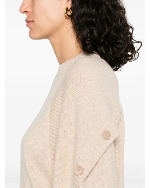 Max Mara Natural Cozy Short-Stitch Wool And Cashmere Sweater With Wide Raglan Sleeves