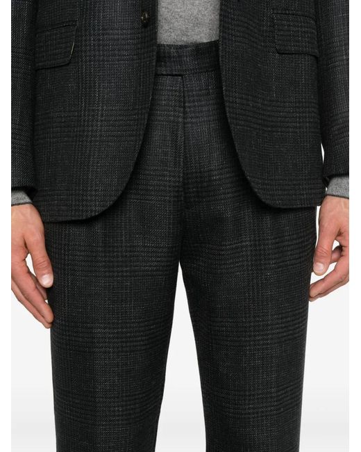 Eleventy Black Checked Single-Breasted Suit for men