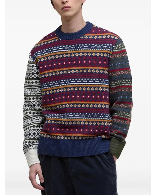 Barbour Blue Fairisle-Patterned Sweater for men