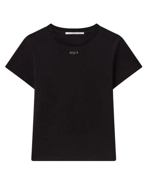 Stella McCartney Black Organic Cotton T-Shirt With Logo Charm