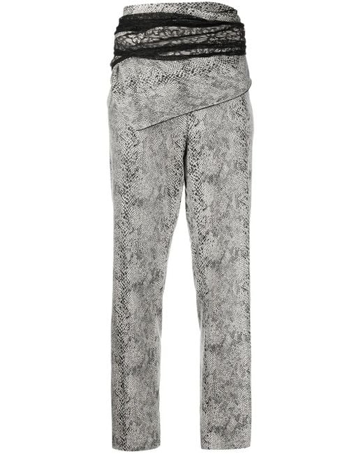 Y. Project Gray High-Waisted Python-Effect Trousers