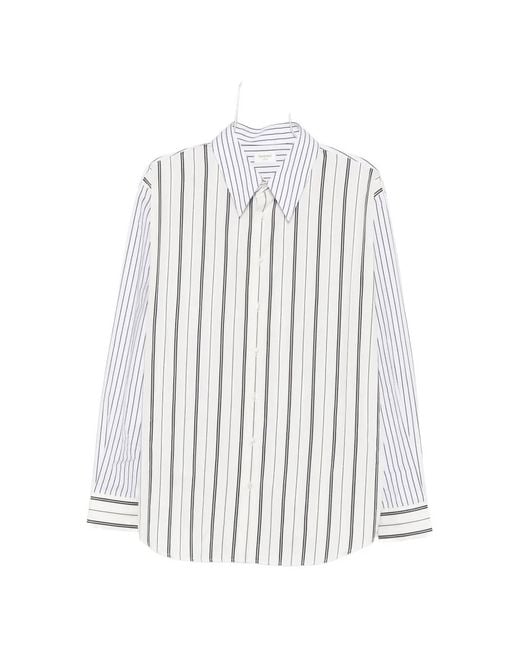 Saint Laurent White Vertical-Stripe Long-Sleeve Shirt for men