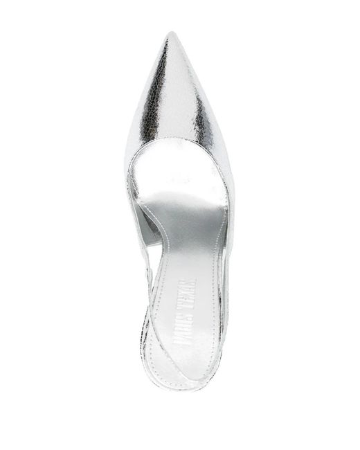 Paris Texas White Lidia 115Mm Metallic-Effect Leather Pumps