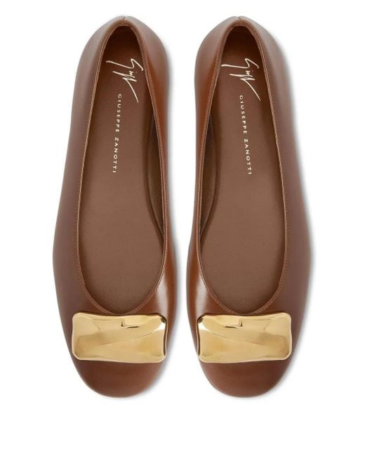Giuseppe Zanotti Brown Georgia Stone Ballet Flats