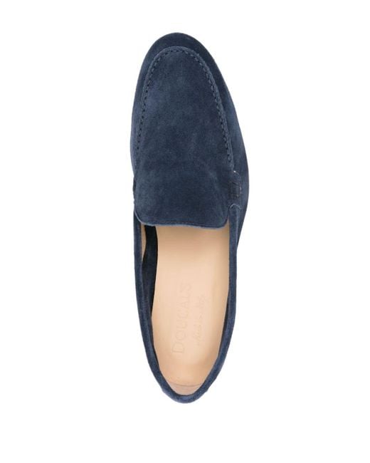 Doucal's Blue Almond-toe Suede Loafers