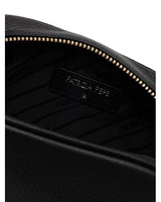 Patrizia Pepe Black Grained Leather Tote Bag