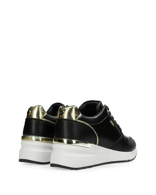 Mexx Black Fleur Logo-Plaque Panelled Sneakers