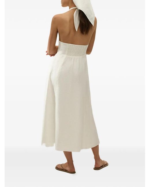 Faithfull The Brand White Bianca Halter-Neck Midi Dress