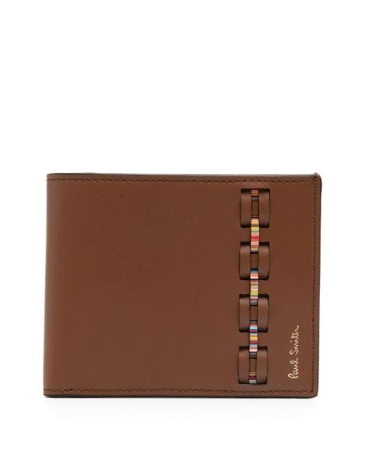 Paul Smith Brown Woven Leather Bi-fold Wallet for men