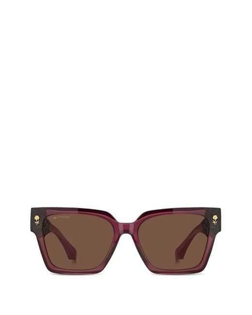 Etro Brown Flower-Detail Sunglasses