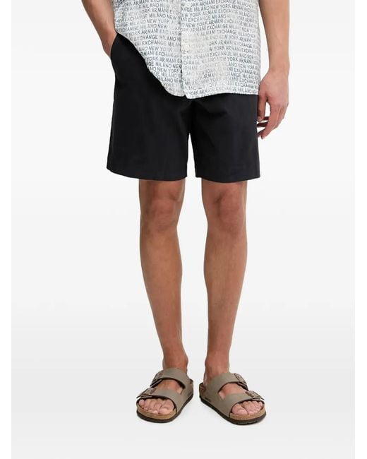 ARMANI EXCHANGE Black Logo-Plaque Shorts for men
