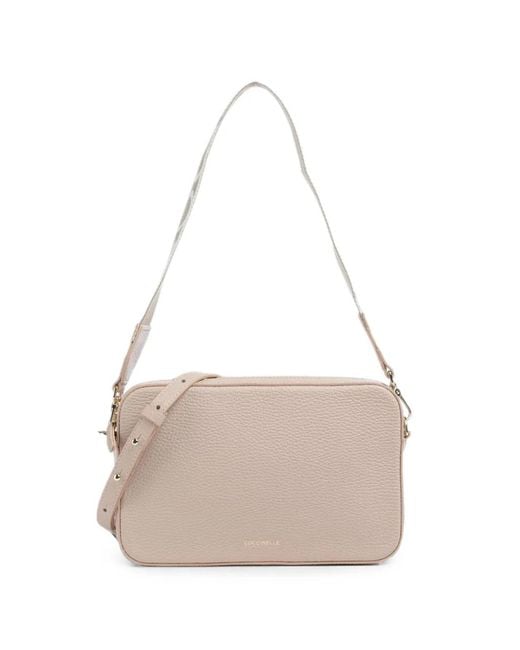 Coccinelle White Tebe Leather Shoulder Bag