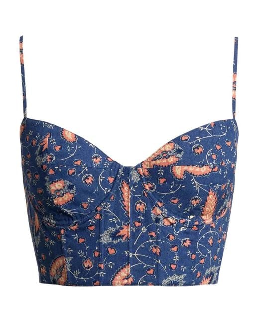 Polo Ralph Lauren Blue Cropped-Oberteil mit Blumen-Print