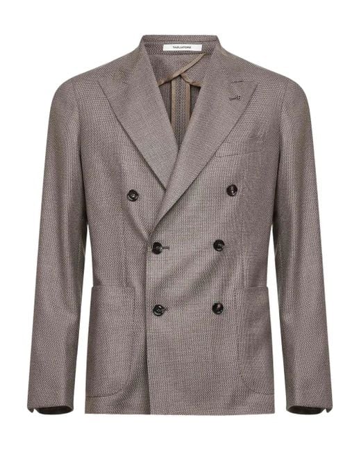 Tagliatore Brown Peak-Lapel Double-Breasted Blazer for men