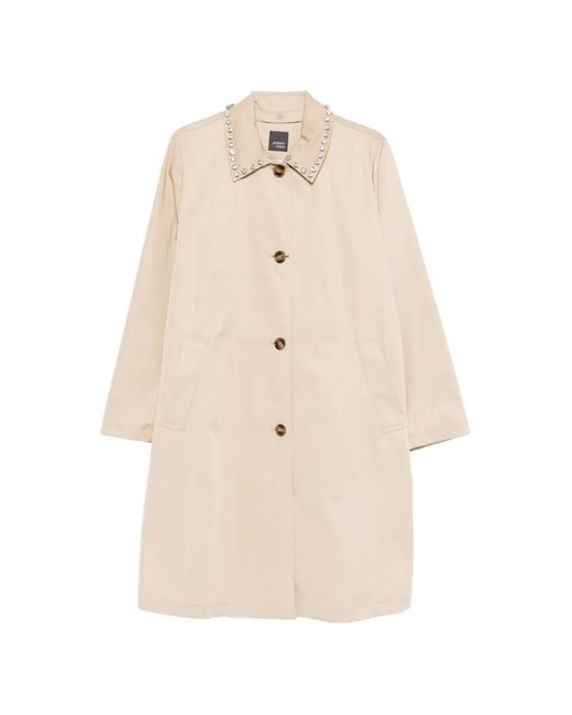 Marina Rinaldi Natural Embellished Gabardine Coat