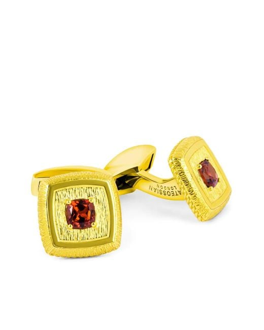 Tateossian Yellow Gem-Detail Square Cufflinks for men
