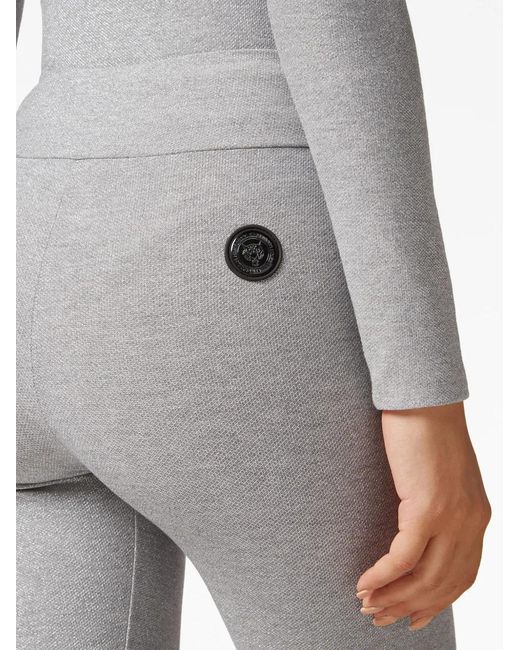 Philipp Plein Gray Tiger Logo-Patch Lurex Leggings