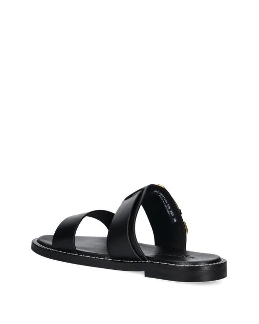 Marc O' Polo Black Buckled Leather Slides