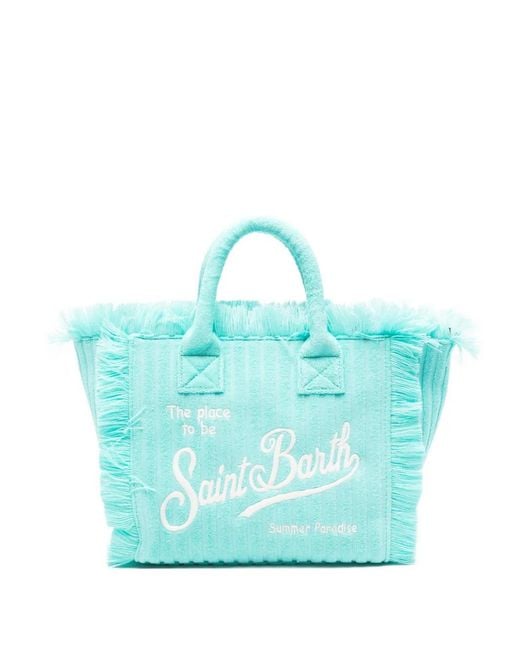 Mc2 Saint Barth Blue Colette Sponge Fringe-Detail Tote Bag