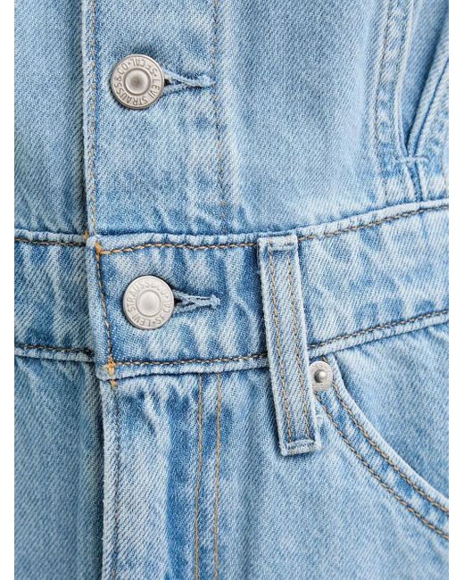 Levi's Blue Sleeveless Button-Fastening Denim Dress