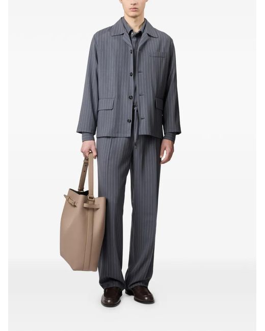 Tod's Blue Pinstripe-Pattern Flap-Pocket Jacket for men