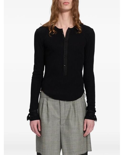 Ann Demeulemeester Black T-Shirt En Maille Pointelle for men