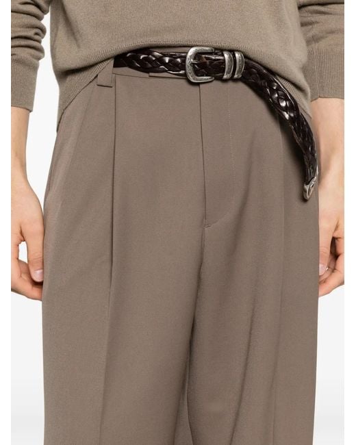 TONYWACK Brown Pleated Tailored Trousers for men