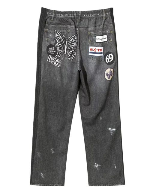 Needles Gray Patch-Detailing Track Jeans for men