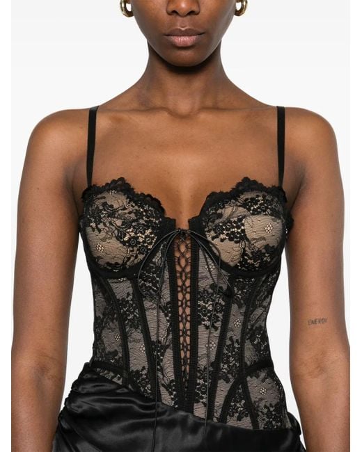 GIUSEPPE DI MORABITO Black Lace-Panel Satin Gown