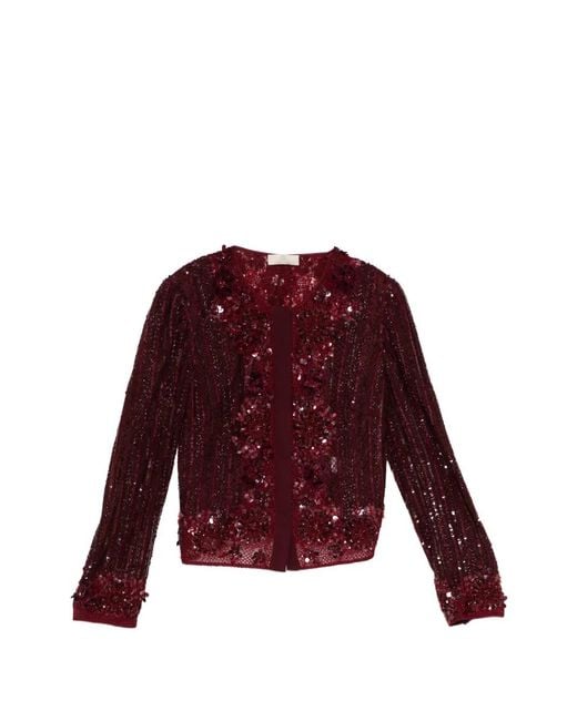 Elie Saab Red Sequin-Embellished Jacket