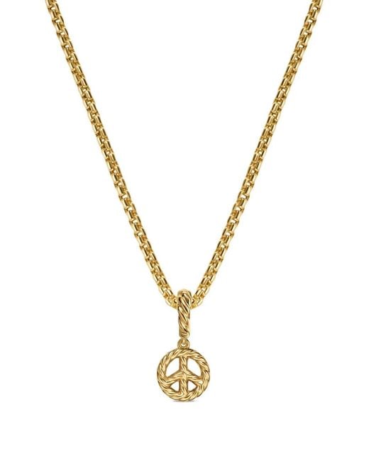 David Yurman Metallic 18K Micro Pavé Peace Sign Diamond Necklace