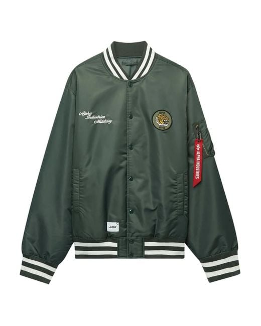 Alpha Industries Green Tiger-Patch Bomber Jacket for men