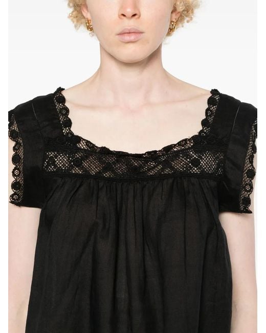 Doen Black Almadia Lace-Trim Dress