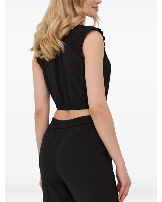 The Kooples Black Ruffled-Trims Sleeveless Top
