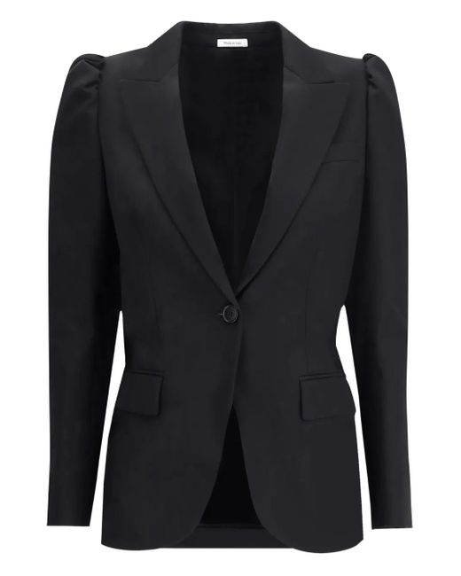 McQueen Black Puff-Shoulder Single-Breasted Blazer