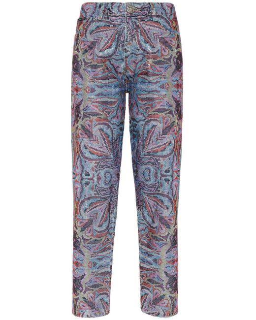 Philipp Plein Blue Crystal Circus Cropped Jeans