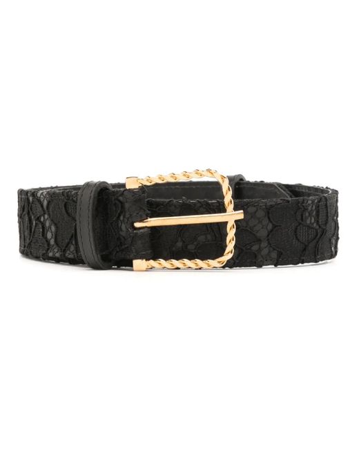 Lethicia Bronstein レースオーバーレイ レザーベルト Black