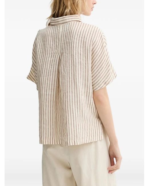 Marc O' Polo White Vertical-Stripe Short-Sleeve Shirt