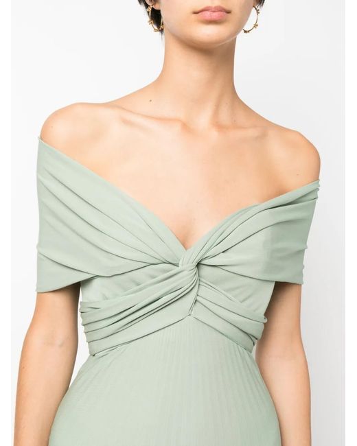 Ralph Lauren Green Merridan Pleated Evening Gown