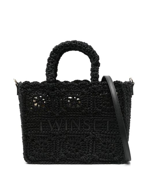 Twinset Black Bohémienne Crochet Tote Bag