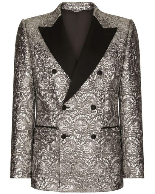 Dolce & Gabbana Black Satin-lapel Jacquard Tuxedo Jacket for men