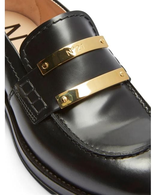 Mocassins À Plaque Logo N°21 en coloris Black