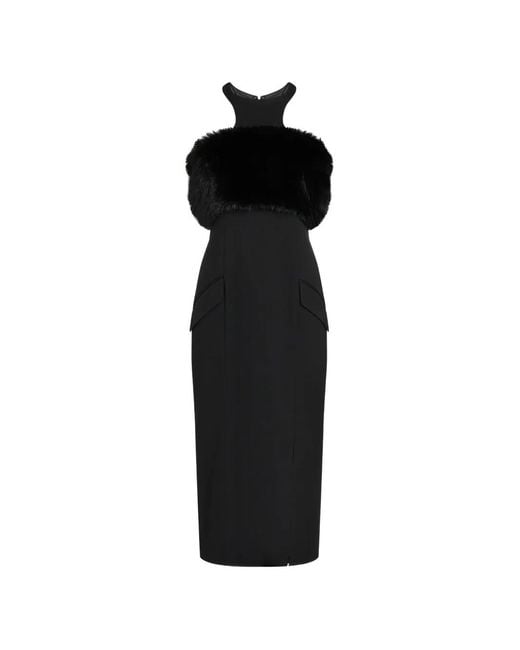 Karl Lagerfeld Black Robe Bordée De Fourrure Artificielle